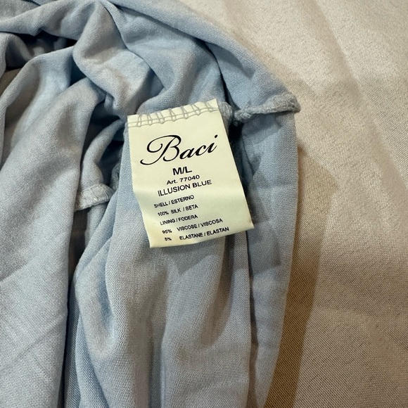 BACI Illusion Blue Full-Length Silk Maxi Dress - Picture 3 of 6